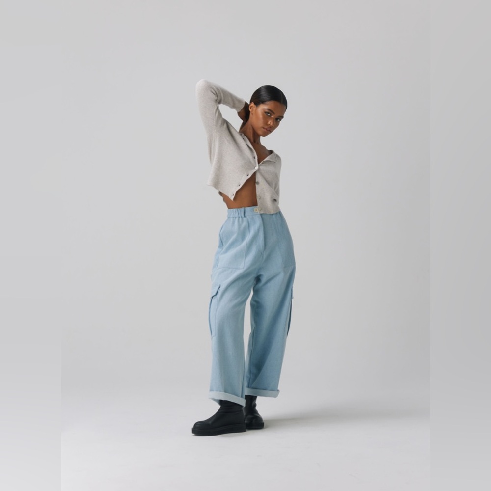 Boheme Goods Denim Cargo Wide Leg Trousers - S/M